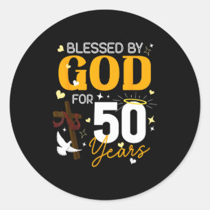 50 Verjaardag Gezegend Door God Voor 50 Jaar Oud 5 Ronde Sticker