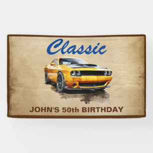 50 Verjaardag Klassieke Spier Auto Verjaardag Spandoek