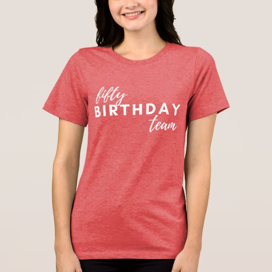 50 Verjaardag Team Typografie Moderne Aangepaste V Tri-Blend Shirt (Voorkant)