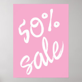 50% Verkoopteken, 18x24 Roze Sale Poster