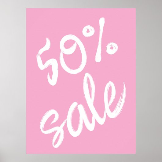 50% Verkoopteken, 18x24 Roze Sale Poster (Voorkant)