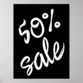 50% Verkoopteken, 18x24 Zwart-wit Verkoop Poster (Voorkant)
