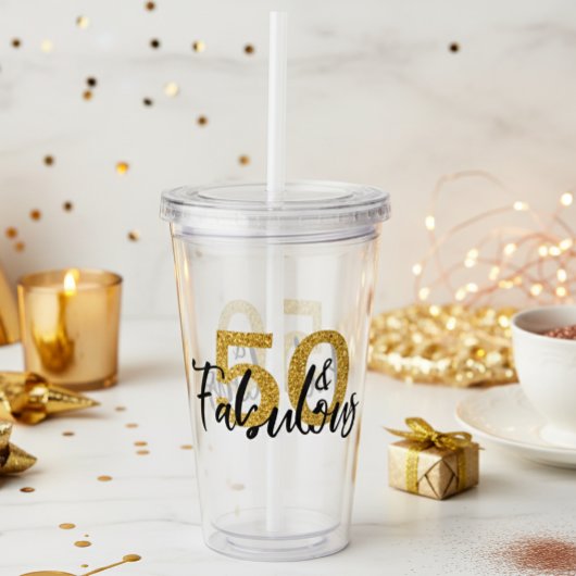 50 Vijftig en Fabulous Gold Glitter Gift Party Acryl Drinkbeker