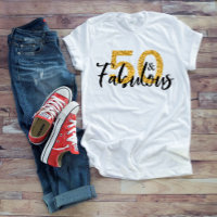 50 Vijftig en Fabulous Goud Glitter Borstel Letter