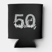 50 Vijftig en Fabulous Verjaardag Zilveren Glitter Blikjeskoeler (Voorkant)