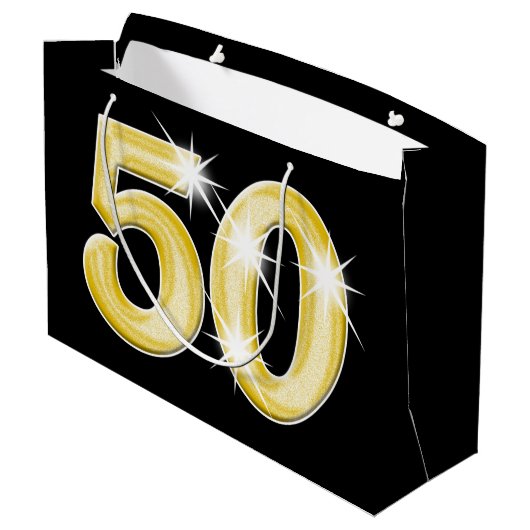 50 Vijftigste verjaardag Large Cadeautasje (Achterkant Gekanteld)