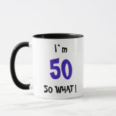 50 wat Funny Quote Typografie 50th Birthday Mok (Links)