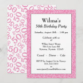 50 Willekeurig Nummer Patroon Roze/Wit 50e Kaart (Voorkant / Achterkant)