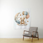 50" X 60" Tapestry Neutral Teddy Gender Reveal Wandkleed (In situ)
