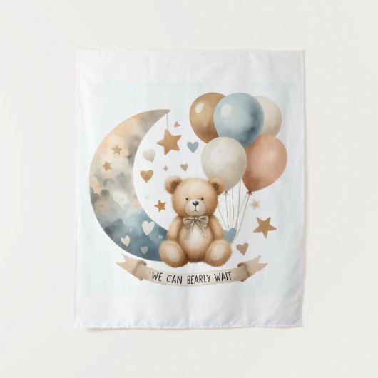 50" X 60" Tapestry Neutral Teddy Gender Reveal Wandkleed (Voorkant)