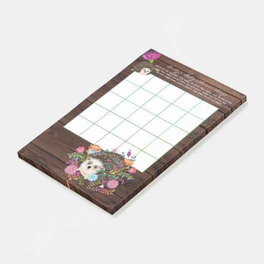 50 x BINGO spelvellen voor Baby - Egel Post-it® Notes (Schuin)