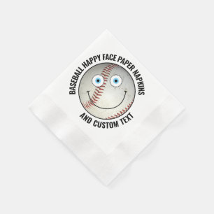 50 x Custom Baseball Party BLUE EYES Happy Face Servet