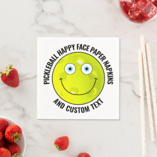 50 x Custom Pickleball Party BLUE EYES Happy Face Servet
