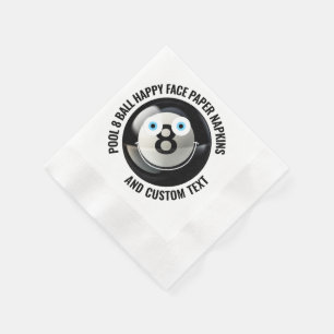 50 x Custom Pool 8 Ball Party BLUE EYES Happy Face Servet
