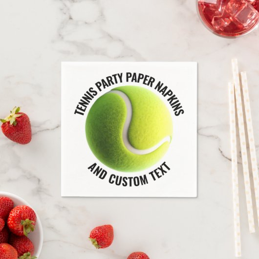 50 x Tennis Ball Personalized Text Paper Napkins Servet (Insitu)