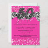 50 y Fabulosa Hot Pink Zebra Spaans 50e verjaardag Kaart (Voorkant)