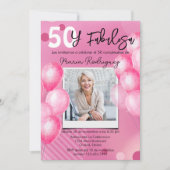 50 y Fabulosa Roze Foto Spaans 50ste verjaardag Kaart (Voorkant)