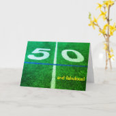 50 Yard Line football Field 50ste verjaardagskaart Kaart (Gele Bloem)