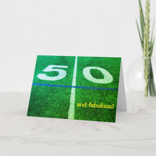 50 Yard Line football Field 50ste verjaardagskaart Kaart (Voorkant)