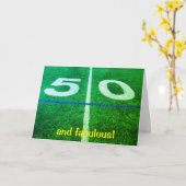 50 Yard Line football Sportveld 50ste Verjaardag Kaart (Gele Bloem)