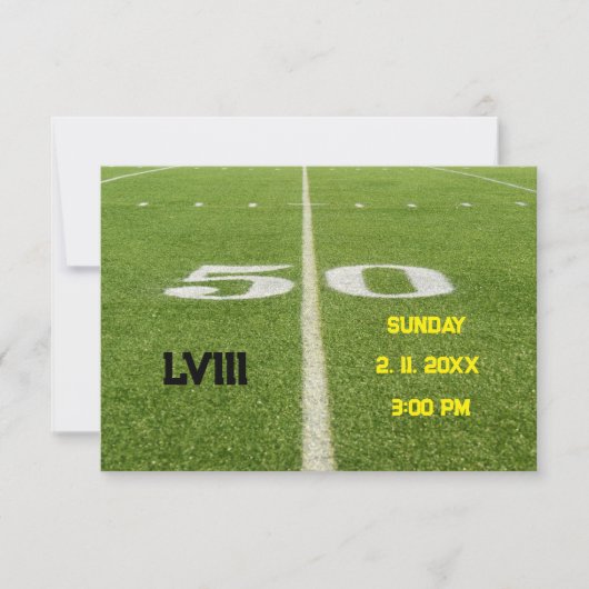 50 Yard Line Football Watch Party Kaart (Voorkant)