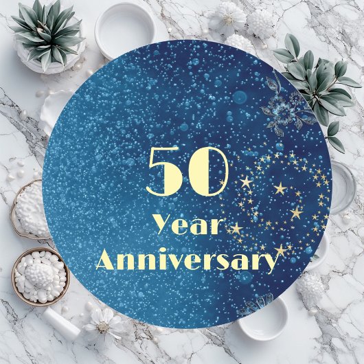 50 Year Anniversary Bond & Seal Sparkling Blue  Ronde Sticker