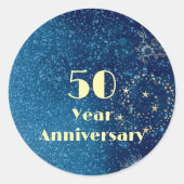 50 Year Anniversary Bond & Seal Sparkling Blue  Ronde Sticker (Voorkant)
