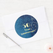 50 Year Anniversary Bond & Seal Sparkling Blue  Ronde Sticker (Envelop)