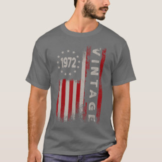 50 Year Old Gifts Vintage 1972 American Flag 50th T-shirt