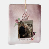 50 Year Wedding Anniversary Rose Gold Glitter Keramisch Ornament (Rechts)