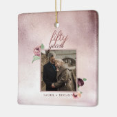 50 Year Wedding Anniversary Rose Gold Glitter Keramisch Ornament (Links)