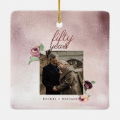 50 Year Wedding Anniversary Rose Gold Glitter Keramisch Ornament (Achterkant)