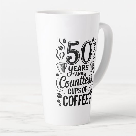 50 Years and Countless Cups of Coffee Latte Mok (Rechterhoek)