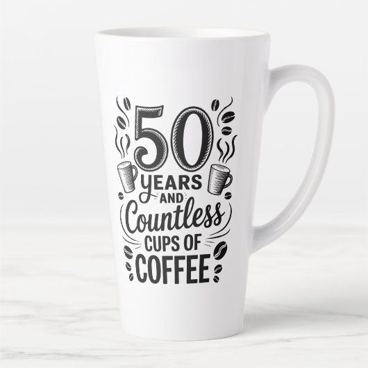 50 Years and Countless Cups of Coffee Latte Mok (Rechts)
