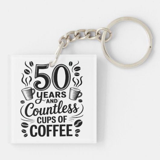 50 Years and Countless Cups of Coffee Sleutelhanger (Achterkant)