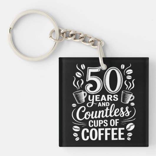 50 Years and Countless Cups of Coffee Sleutelhanger (Voorkant)