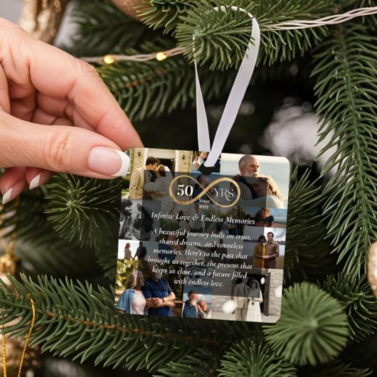 50 Years Anniversary Infinity Photo Collage Gift Metalen Ornament