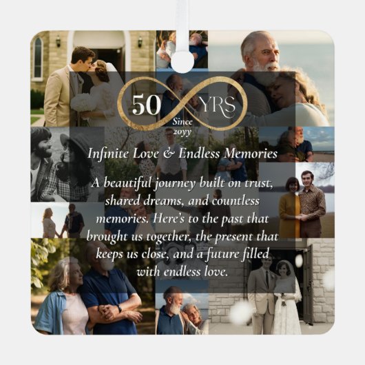 50 Years Anniversary Infinity Photo Collage Gift Metalen Ornament (Voorkant)