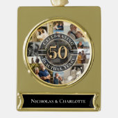 50 Years Golden Anniversary Infinity Photo Collage Verguld Banner Ornament (Voorkant)