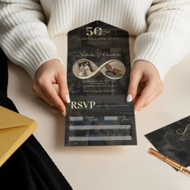 50 Years Love Infinity Photo Collage Jubileum All In One Uitnodiging