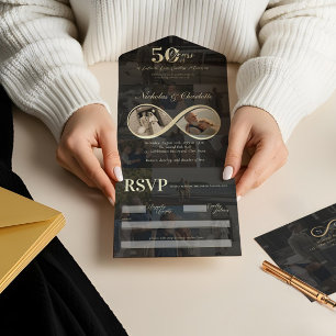 50 Years Love Infinity Photo Collage Jubileum All In One Uitnodiging