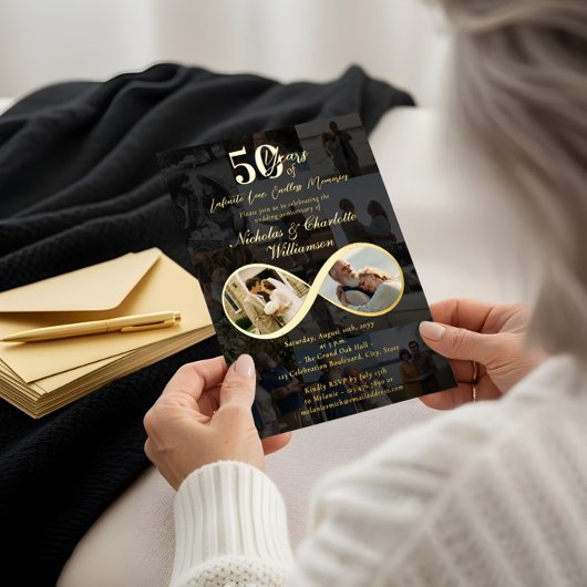 50 Years Love Infinity Photo Collage Jubileum Folie Uitnodiging