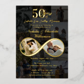 50 Years Love Infinity Photo Collage Jubileum Folie Uitnodiging (Voorkant)