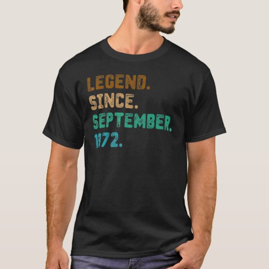 50 Years Old Legend Since September 1972 50th Bir T-shirt (Voorkant)