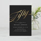 50 zwart en goud moderne 50e verjaardag kaart (Staand voorkant)