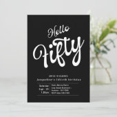 50 zwarte witte moderne 50e verjaardag kaart (Staand voorkant)