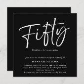 50 zwarte witte moderne 50e verjaardag kaart (Voorkant / Achterkant)