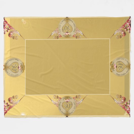 50e/1e gouden oker fleece deken (Voorkant (Horizontaal))