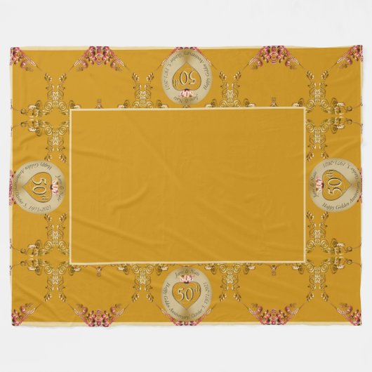 50e/1e gouden oker fleece deken (Voorkant (Horizontaal))