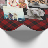 50e 40e 60e FOTO Collage Buffalo Plaid Naam Cadeaupapier (Hoek)